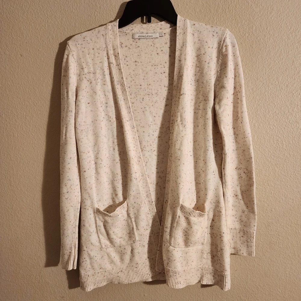 Stitches & Stripes Donegal Speckled Cardigan Women's Open Front Pockets S - Picture 1 of 7